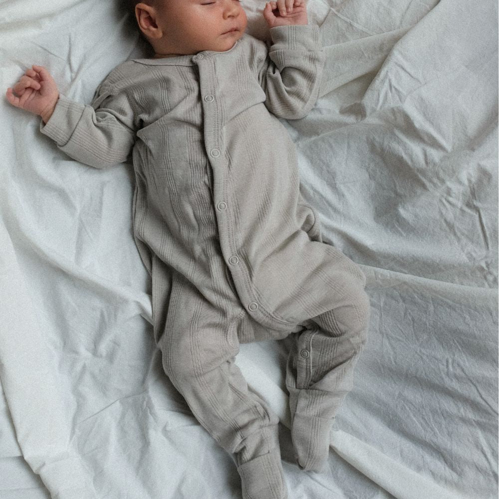 Tothemoon ☾ Tothemoon ☾ - Sleep suit - 2 in 1 Foot - Wool & silk - Needle pattern - Dove Clothing 50