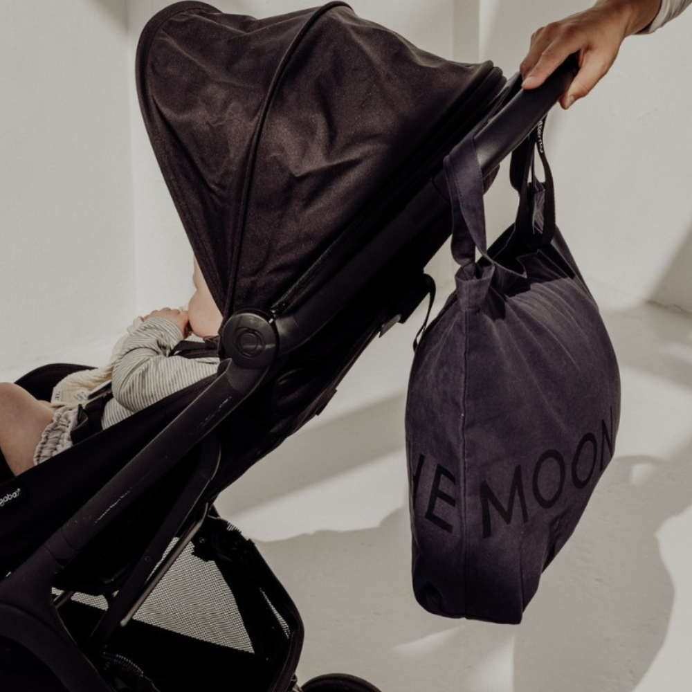 Tothemoon ☾ Tothemoon ☾ - Diaper bag with zipper - 100% Cotton Black print