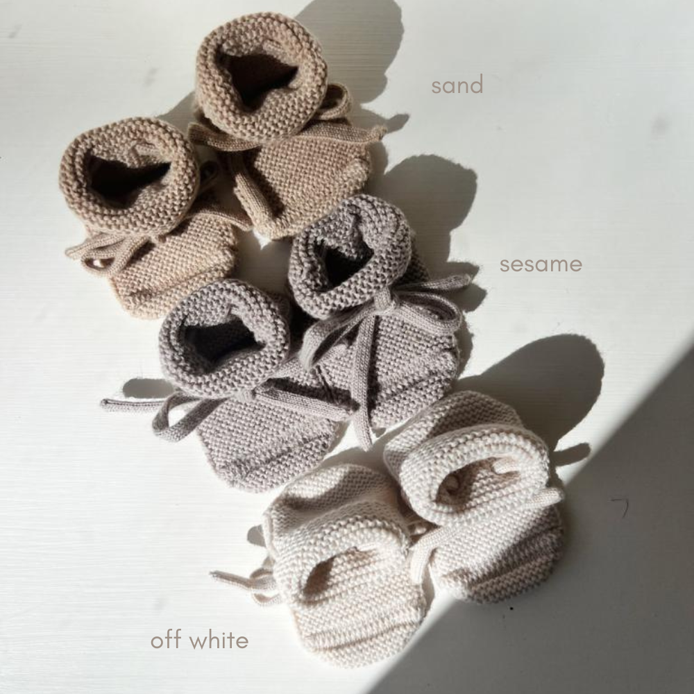 Hvid Hvid x Zoen voor Gust - Booties - 100% Merino wool - Sesame Booties 0-9m