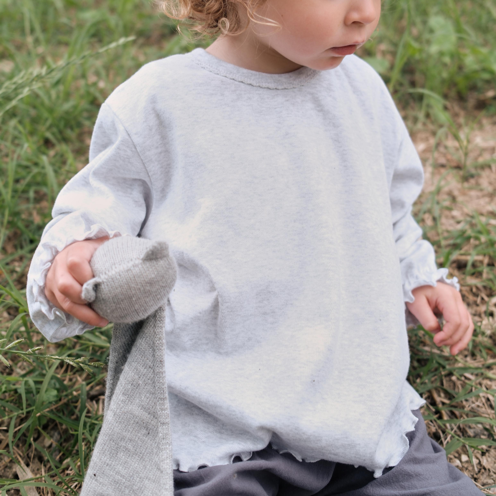 Tothemoon ☾ - Shirt - Long sleeve - Piquette cuffs - Organic cotton - Light grey