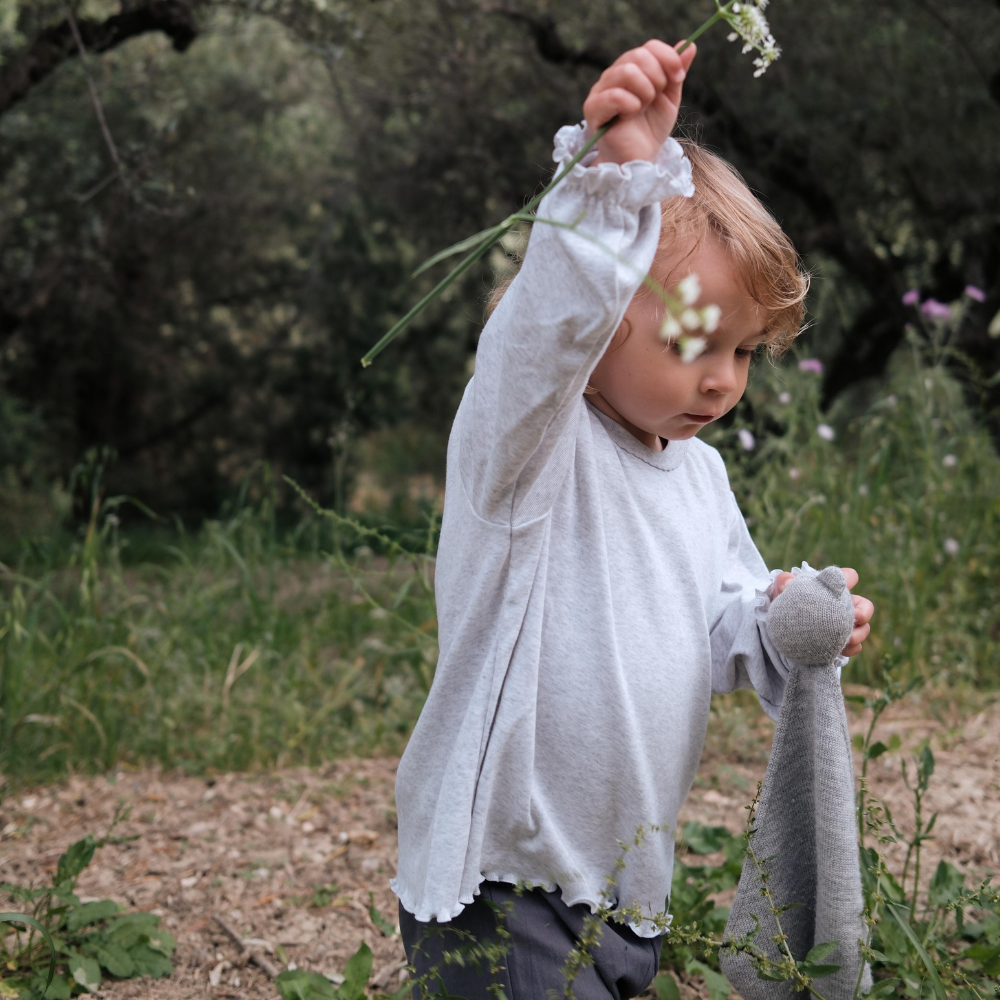 Tothemoon ☾ - Shirt - Long sleeve - Piquette cuffs - Organic cotton - Light grey