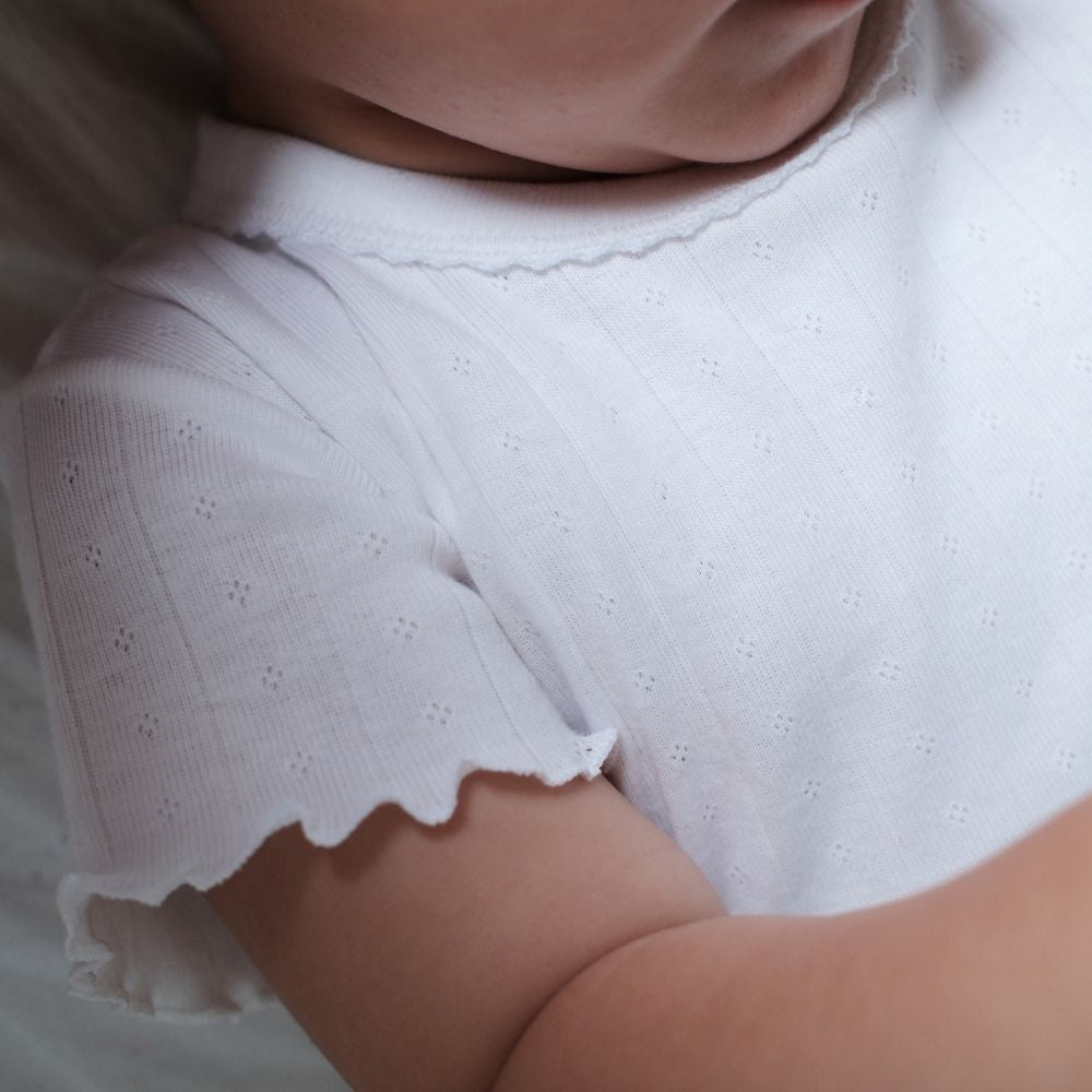 Body - Short sleeve - Curled ends - Organic cotton - Pointelle