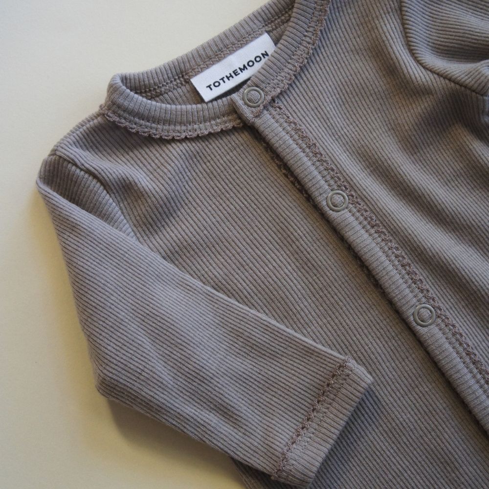 Sleep suit - 2 in 1 Foot - 100% Wool - Rib - Taupe