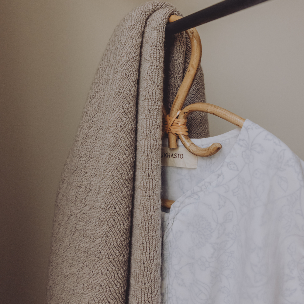 Hvid Hvid x Zoen voor Gust - Dora blanket - 100% Merino wool - Thick knit - Sesame Blankets Default Title