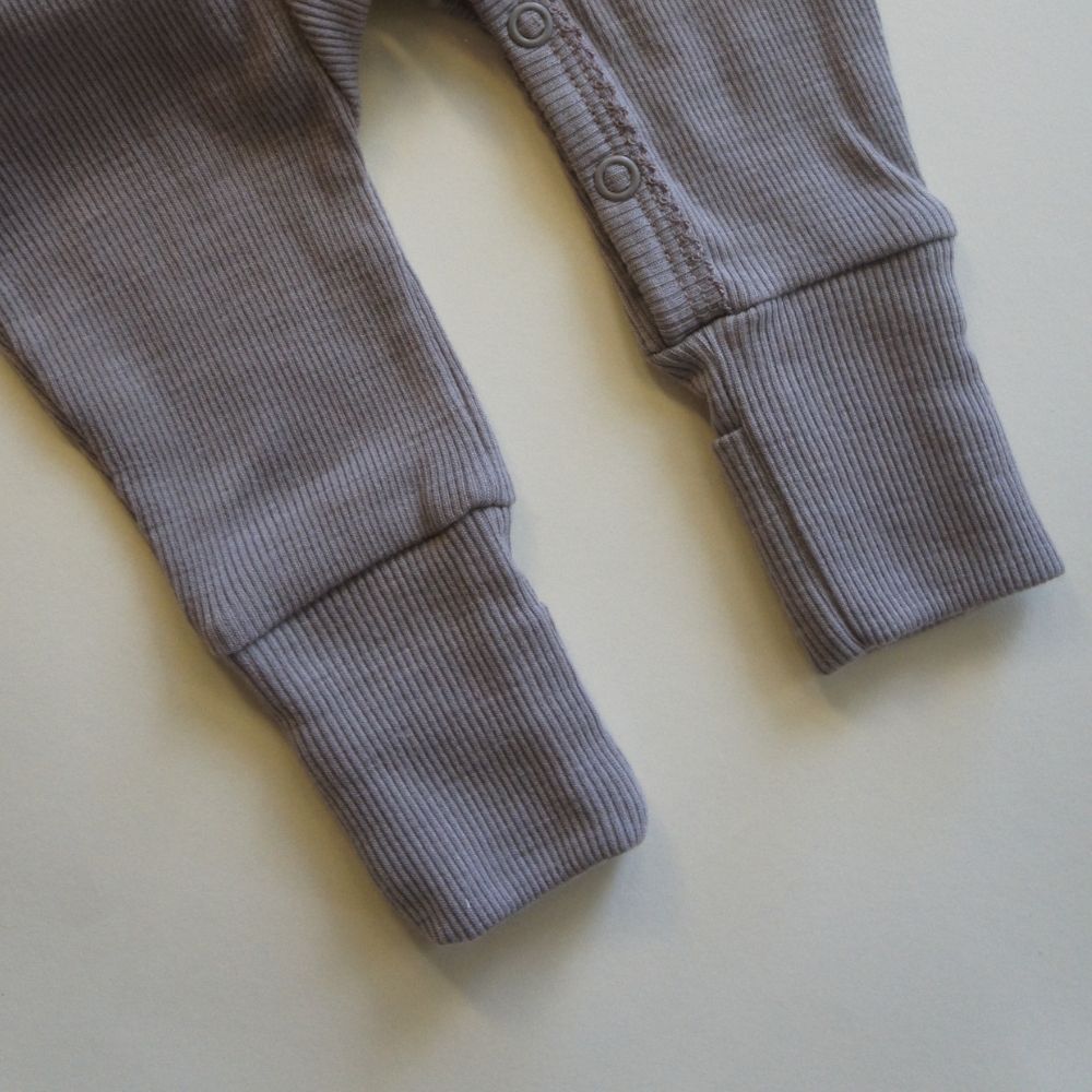 Sleep suit - 2 in 1 Foot - 100% Wool - Rib - Taupe