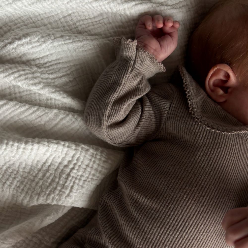 Collar Body - Long sleeve - 100% Wool - Rib - Taupe