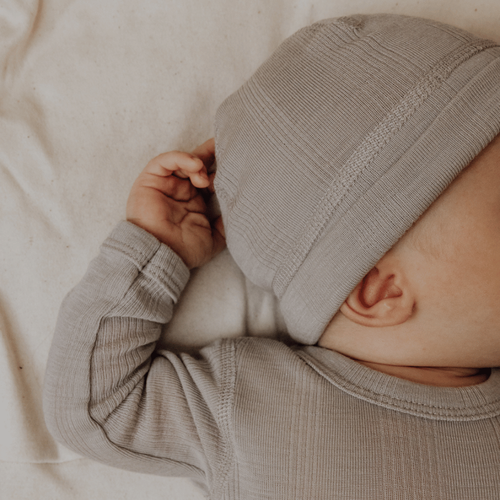 Tothemoon ☾ Tothemoon ☾ - Newborn Beanie - Wool & silk - Needle pattern - Dove Clothing 34cm