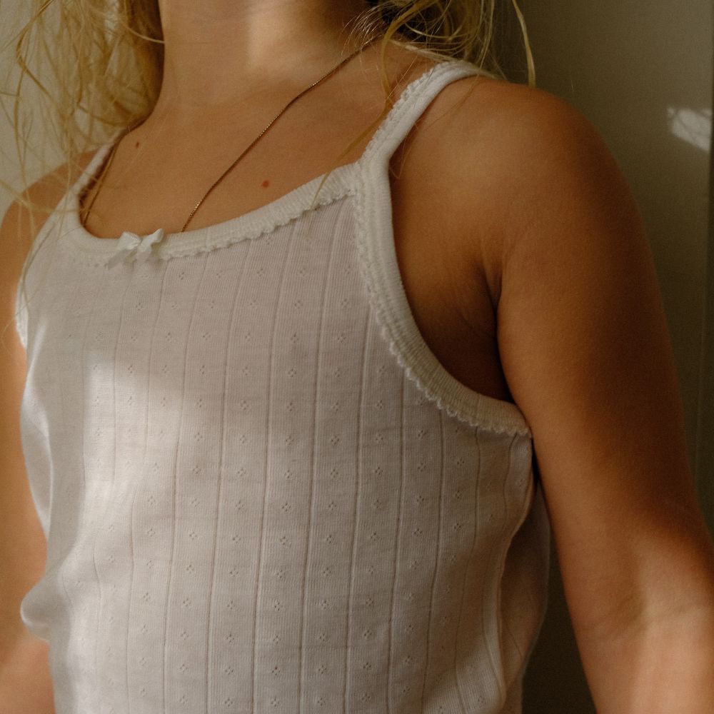 Tothemoon ☾ Tothemoon ☾ - Strap top - Curled ends - Wool & silk - Pointelle Clothing 86/92