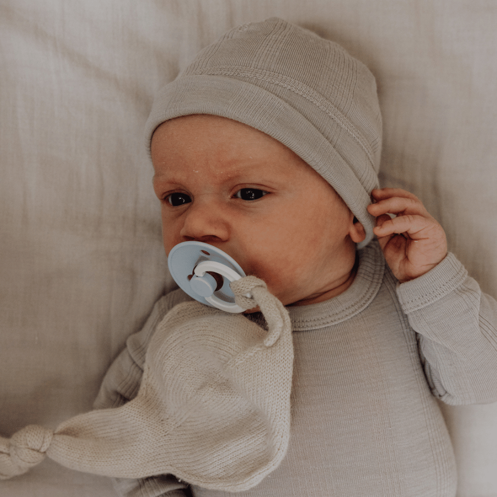 Tothemoon ☾ Tothemoon ☾ - Newborn Beanie - Wool & silk - Needle pattern - Dove Clothing 34cm