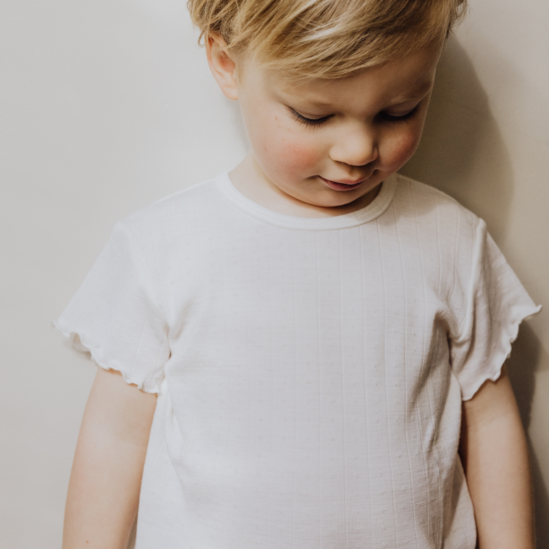 Tothemoon ☾ Tothemoon ☾ - Shirt - Short sleeve - Curled ends - Wool & silk - Pointelle - Previous design Clothing 86/92