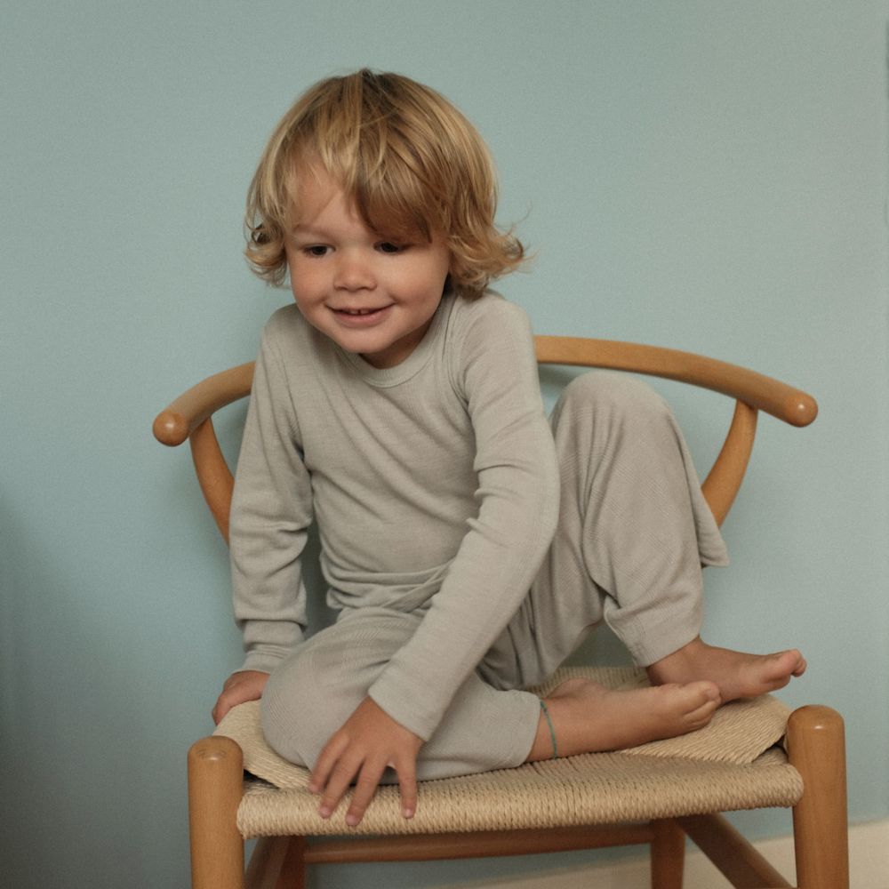 Tothemoon ☾ Tothemoon ☾ - Wide pants - Wool & silk - Needle pattern - Dove Clothing 86/92