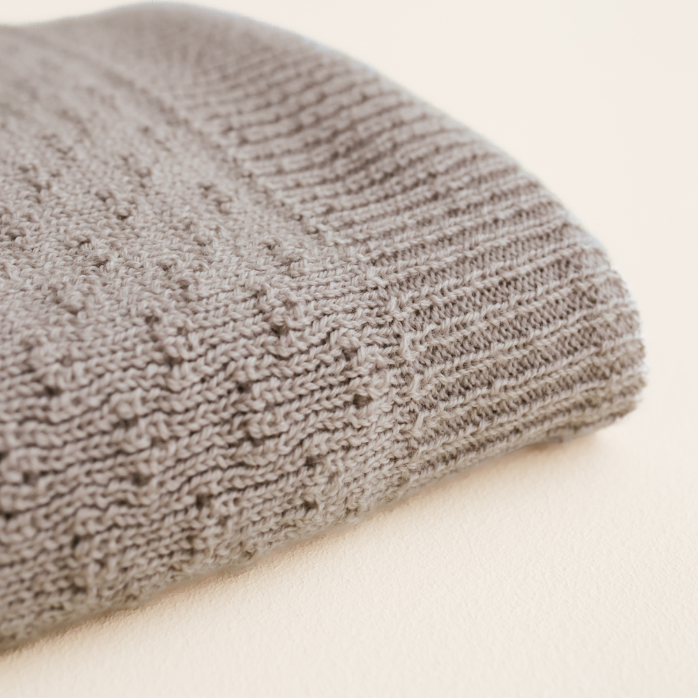 Hvid Hvid x Zoen voor Gust - Dora blanket - 100% Merino wool - Thick knit - Sesame Blankets Default Title