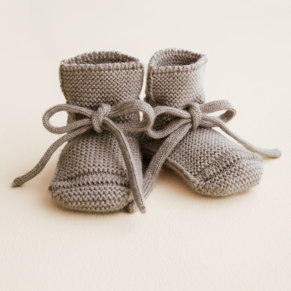 Hvid Hvid x Zoen voor Gust - Booties - 100% Merino wool - Sesame Booties 0-9m