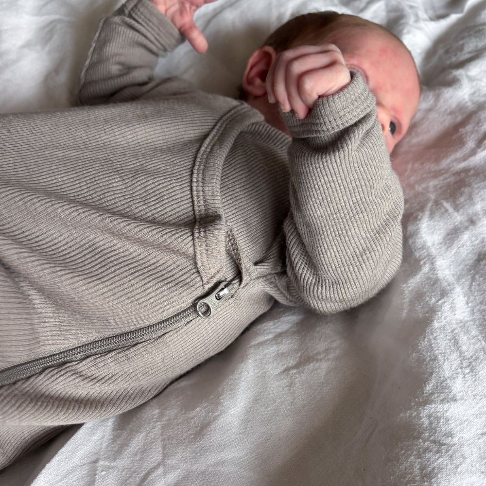 Wrap-around - Sleeping bag - With zipper - 100% Wool - Rib - Taupe