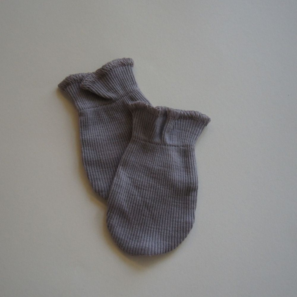 Newborn Scratch Mittens - 100% Wool - Rib - Taupe