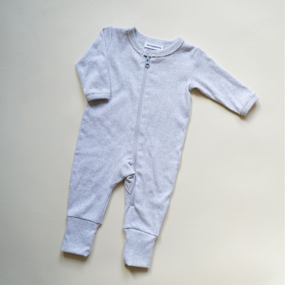 Tothemoon ☾ - Sleep suit - 2 in 1 Foot - With zipper - Organic cotton - Light grey
