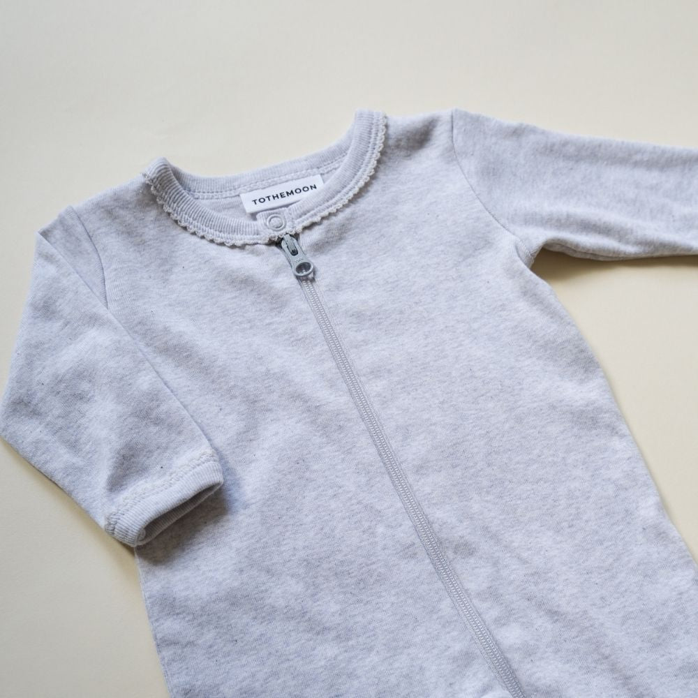 Tothemoon ☾ - Sleep suit - 2 in 1 Foot - With zipper - Organic cotton - Light grey