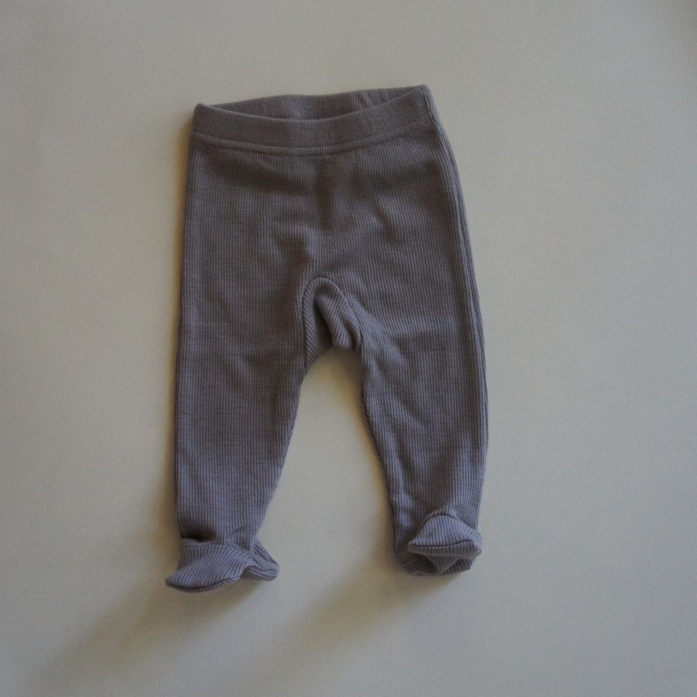 Footed baby pants - 100% Wool - Rib - Taupe