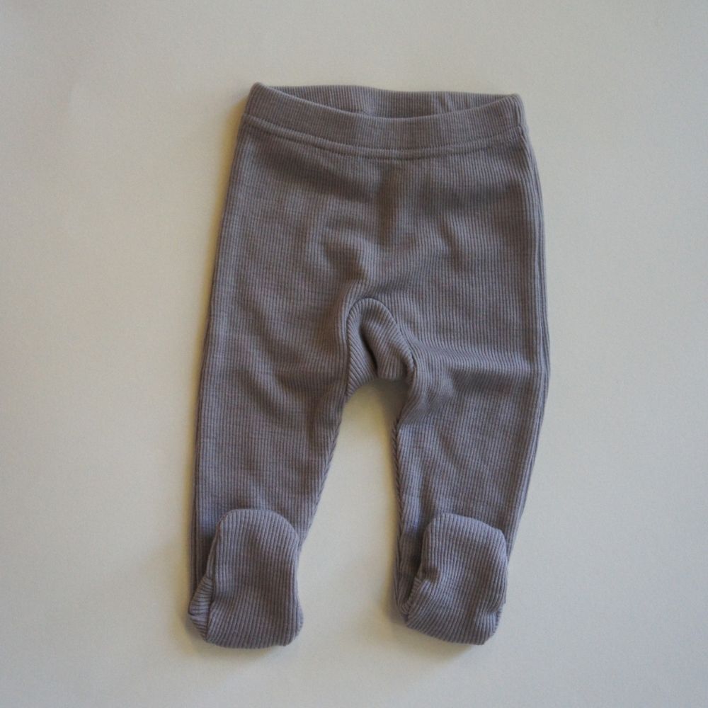 Footed baby pants - 100% Wool - Rib - Taupe