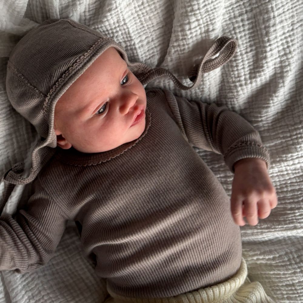 Body - Long sleeve - 100% Wool - Rib - Taupe