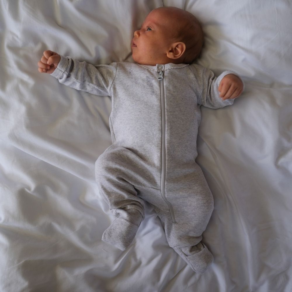 Tothemoon ☾ - Sleep suit - 2 in 1 Foot - With zipper - Organic cotton - Light grey