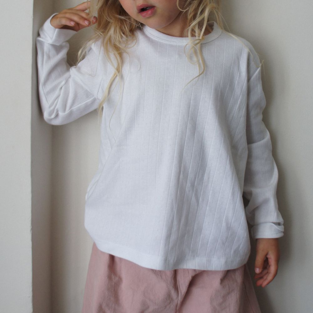 Shirt - Long sleeve - Organic cotton - Pointelle