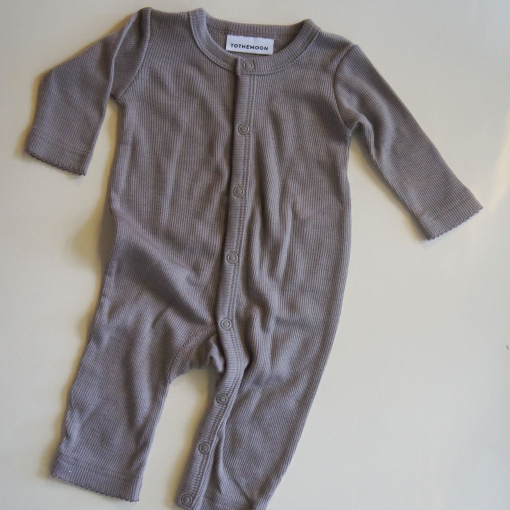 Jumpsuit - 100% Wool - Rib - Taupe