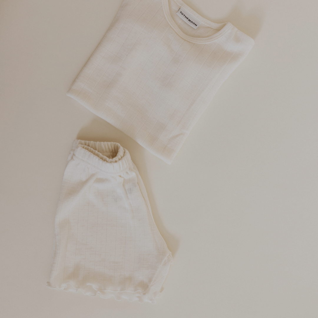 Tothemoon ☾ Tothemoon ☾ - Shorts - Curled ends - Wool & silk - Pointelle Clothing 86/92