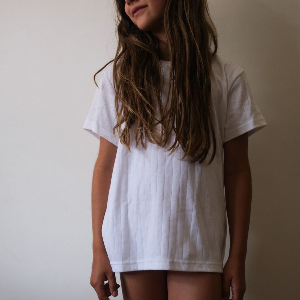Shirt - Short sleeve - Organic cotton - Pointelle