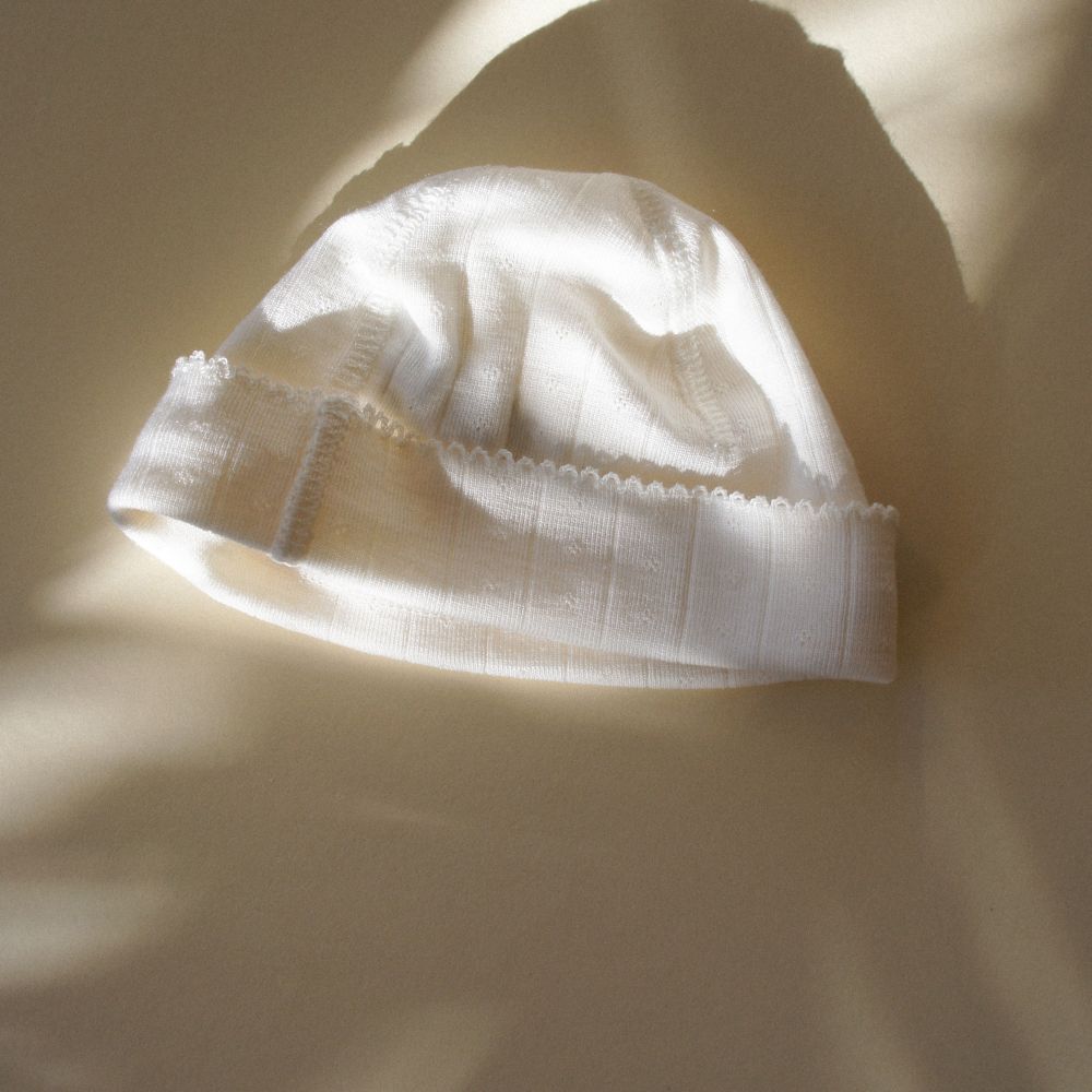 Tothemoon ☾ Tothemoon ☾ - Newborn beanie - Wool & silk - Pointelle Clothing 34cm