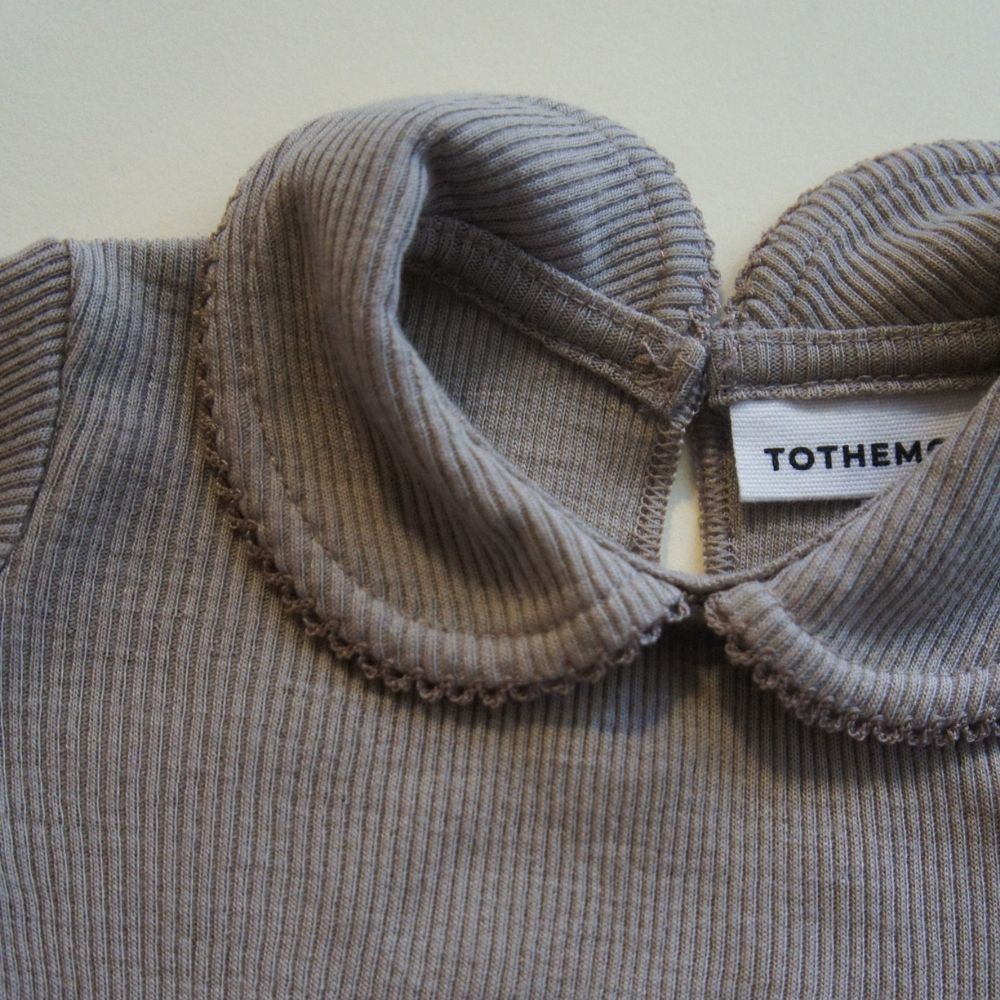 Collar Body - Long sleeve - 100% Wool - Rib - Taupe