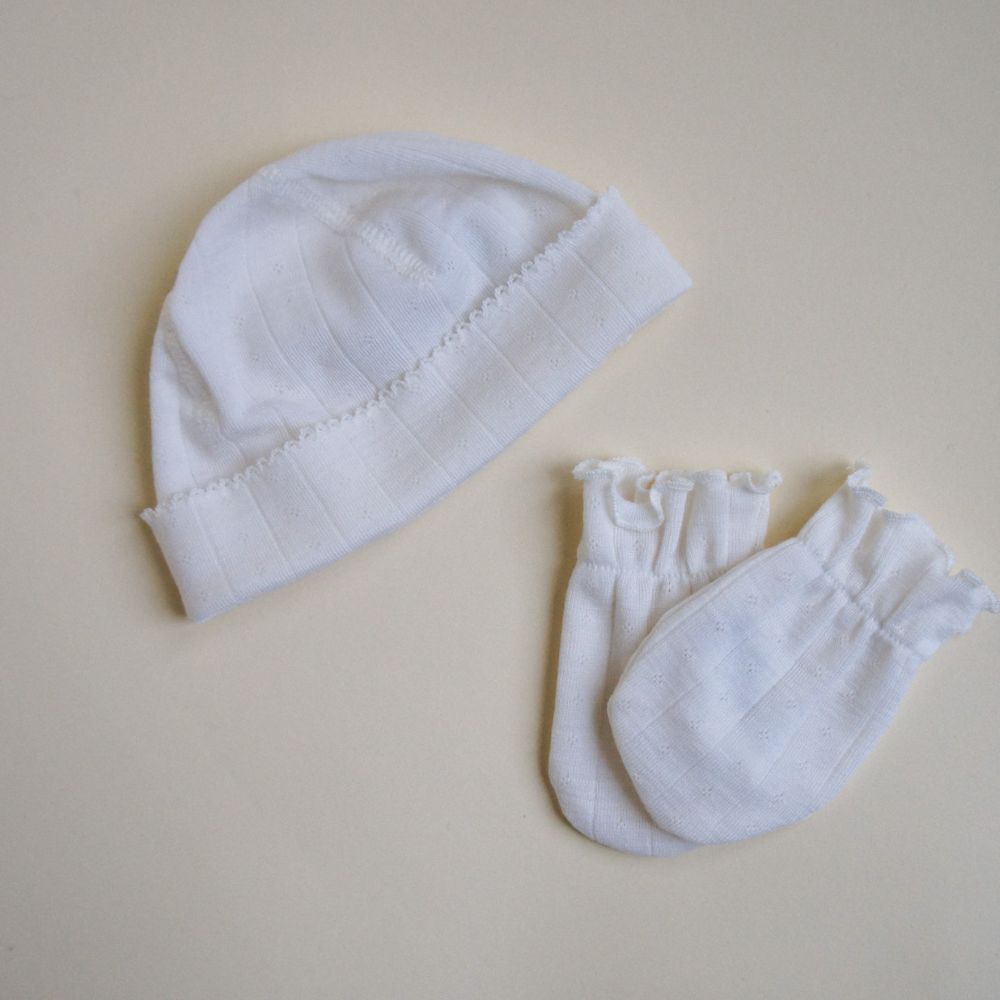 Tothemoon ☾ Tothemoon ☾ - Newborn beanie - Wool & silk - Pointelle Clothing 34cm