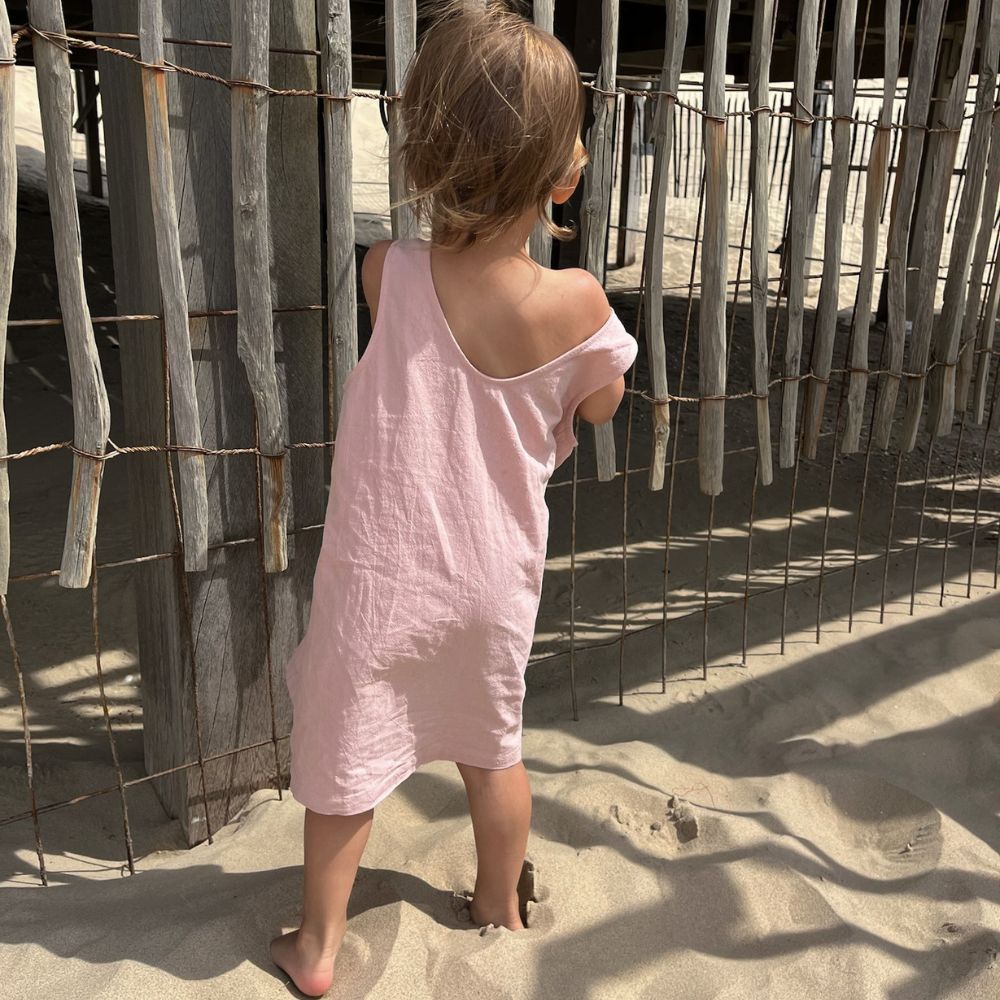 Ziggy dress - V-shaped back - 100% Cotton - Handmade in Holland - Old Rose