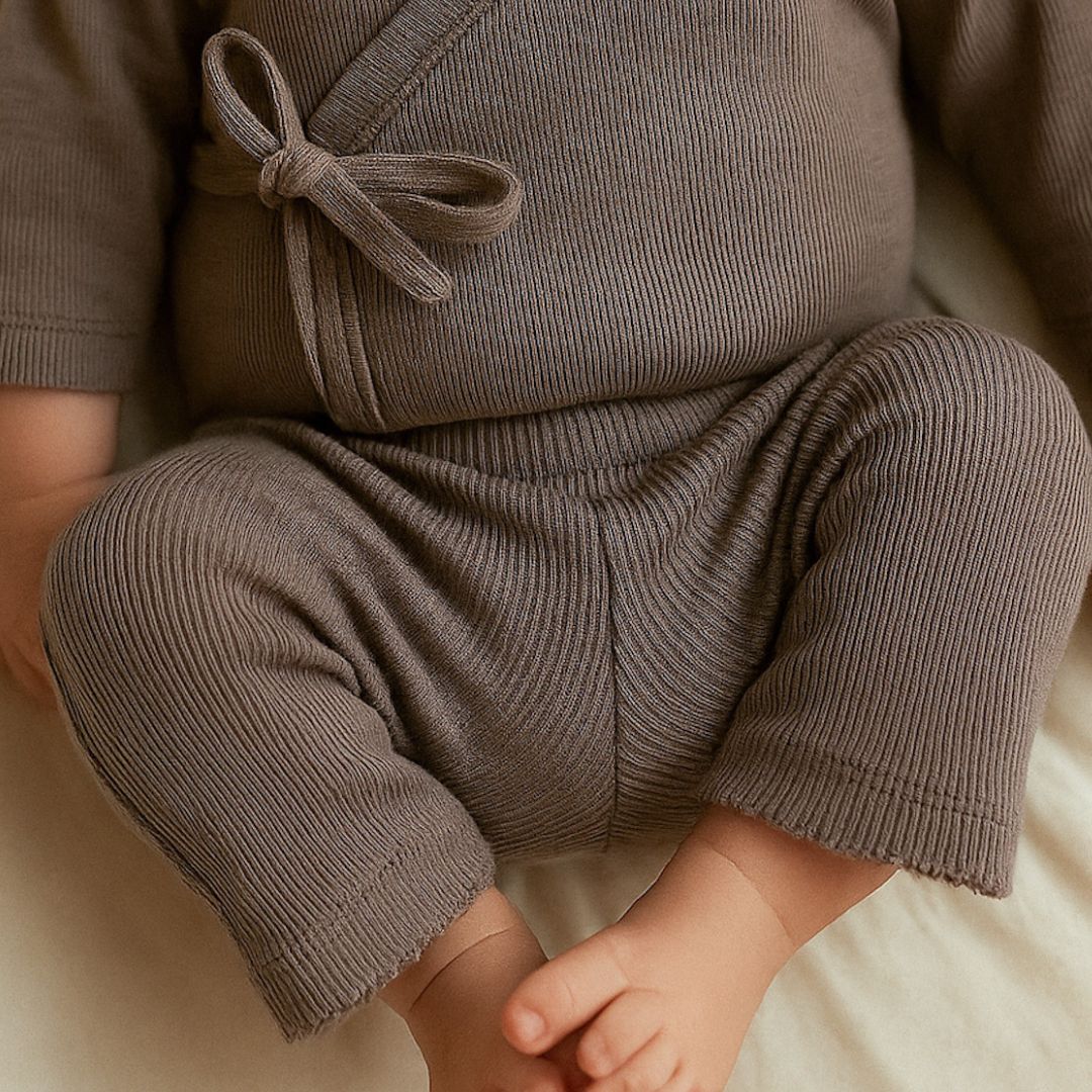 Baby pants - 100% Wool - Rib - Taupe