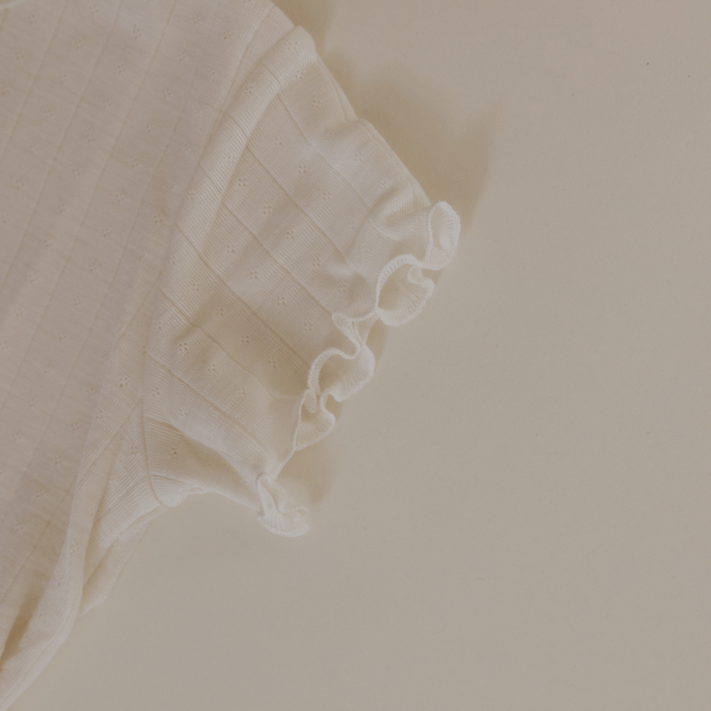Tothemoon ☾ Tothemoon ☾ - Shirt - Short sleeve - Curled ends - Wool & silk - Pointelle - Previous design Clothing 86/92