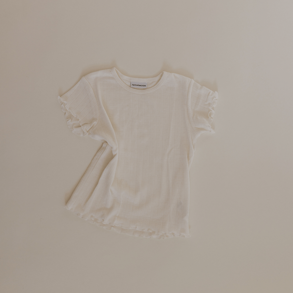 Tothemoon ☾ Tothemoon ☾ - Shirt - Short sleeve - Curled ends - Wool & silk - Pointelle - Previous design Clothing 86/92