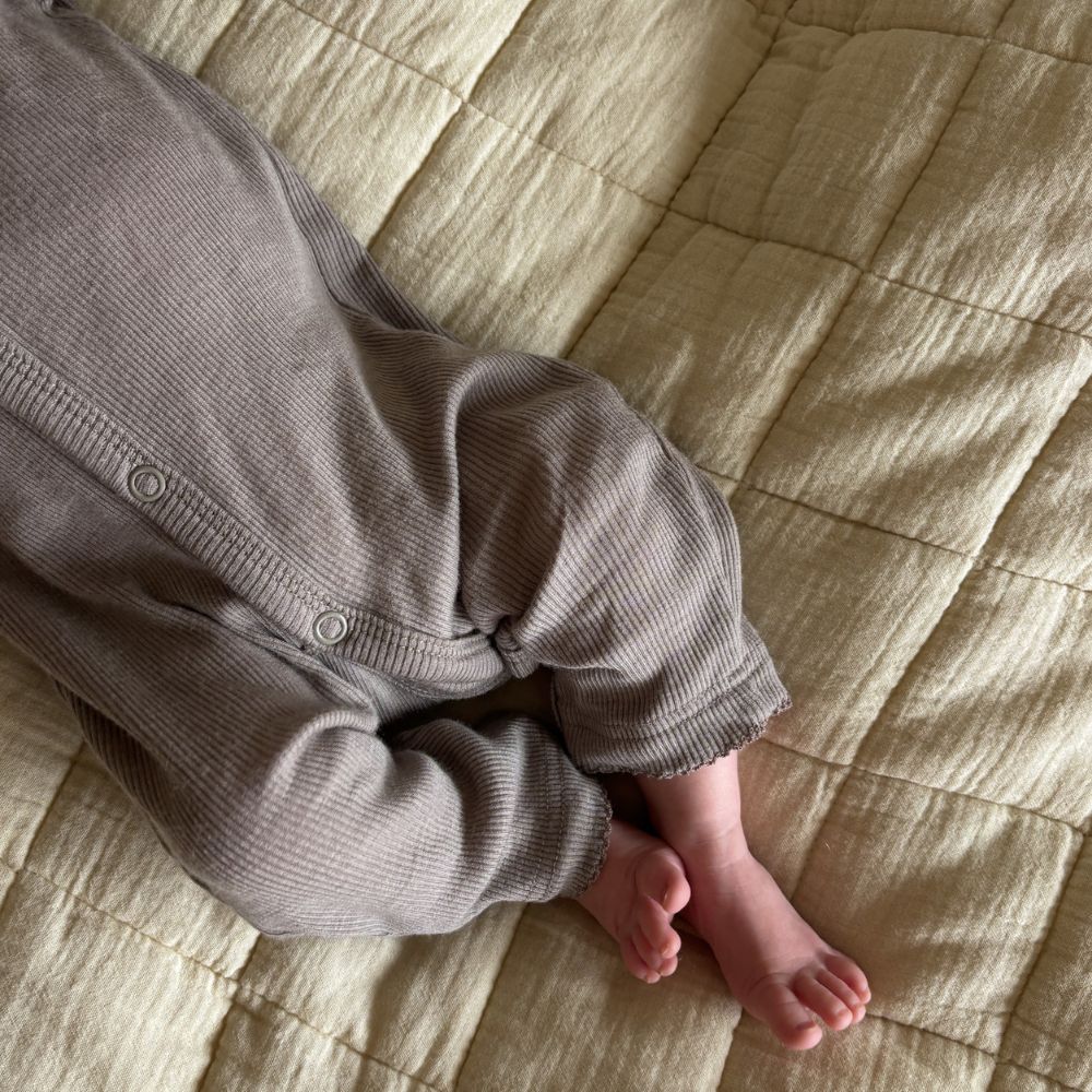 Jumpsuit - 100% Wool - Rib - Taupe