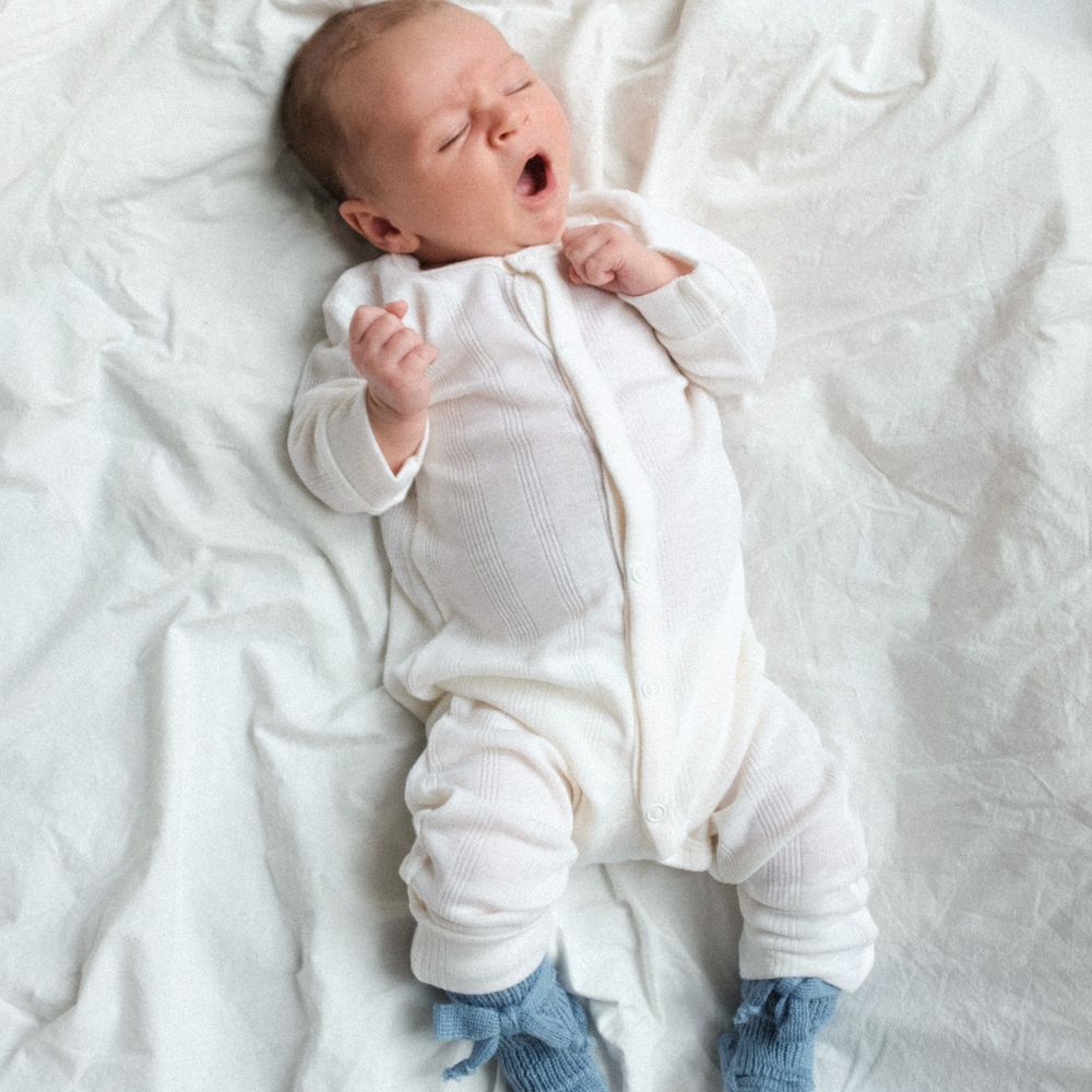 Tothemoon ☾ Tothemoon ☾ - Sleep suit - 2 in 1 Foot - Wool & silk - Needle pattern - Natural Clothing 50