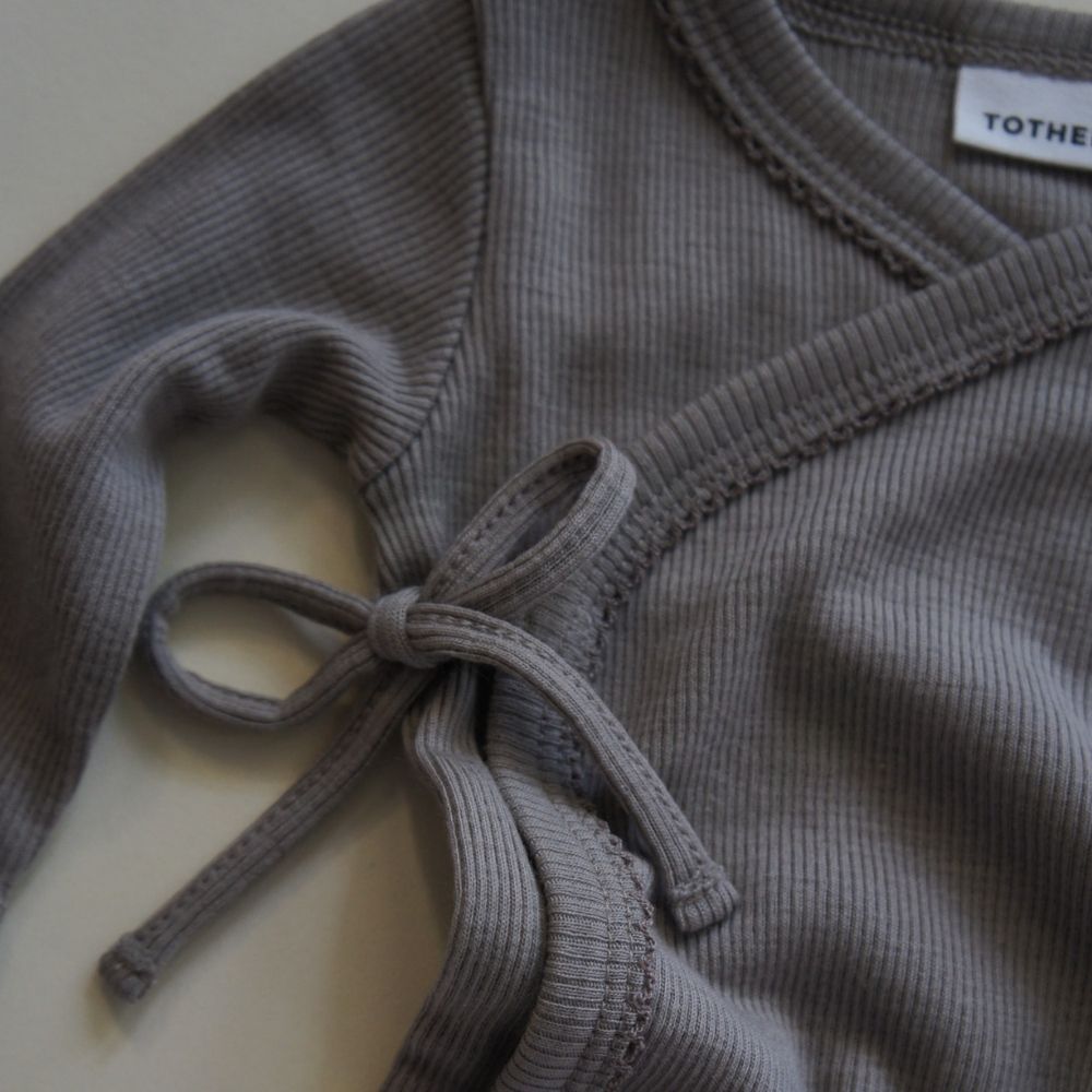 Kimono Cardigan - 100% Wool - Rib - Taupe