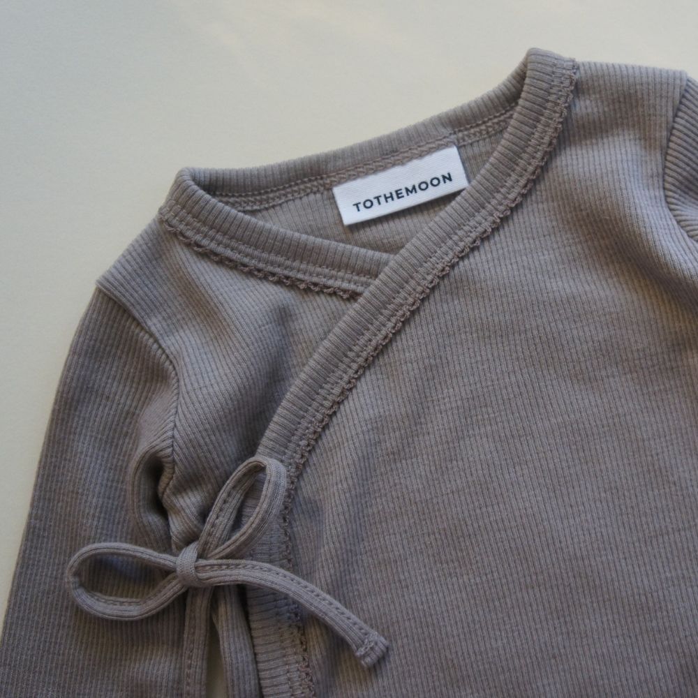 Kimono Cardigan - 100% Wool - Rib - Taupe