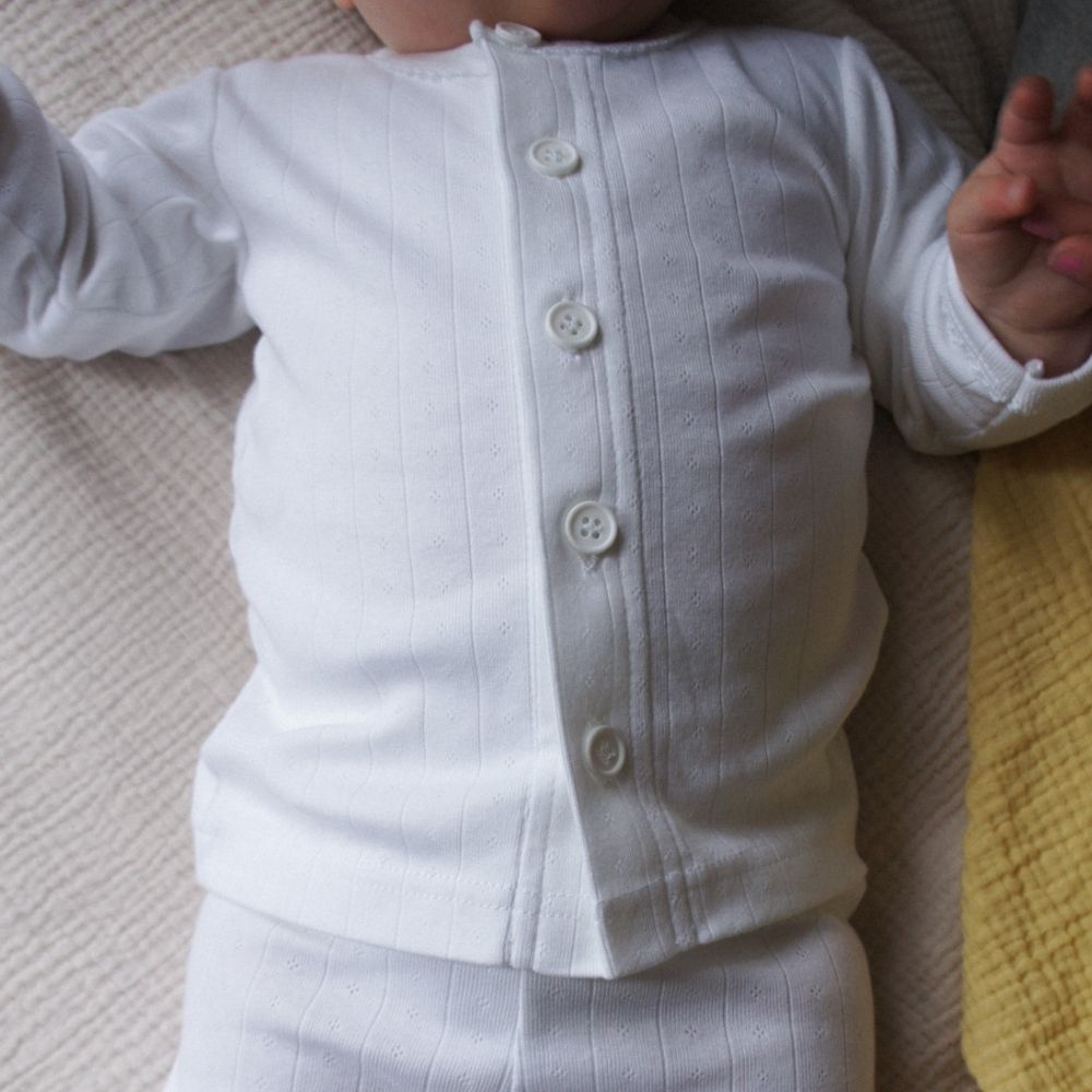 Baby Cardigan - Organic cotton - Pointelle