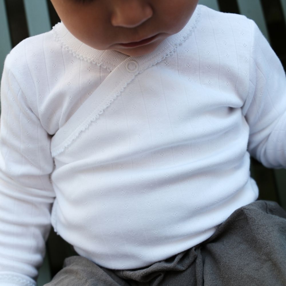 Cross-over body - Long sleeve - Organic cotton - Pointelle