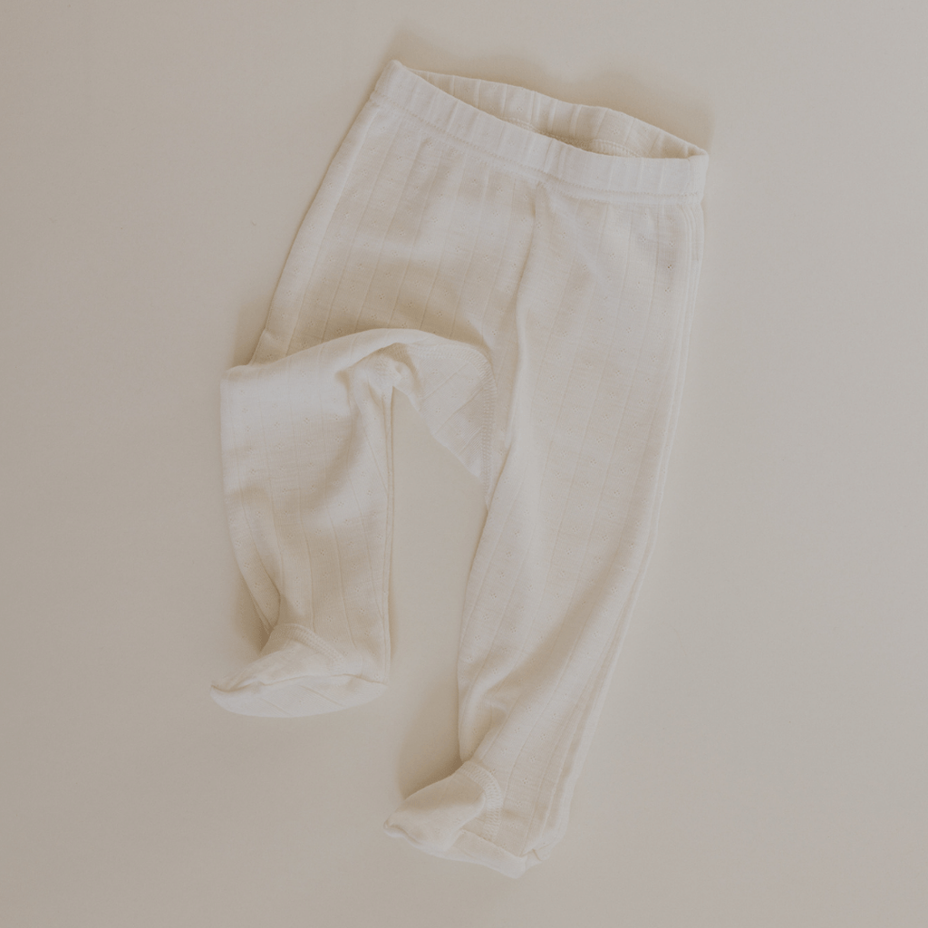 Tothemoon ☾ Tothemoon ☾ - Footed baby pants - Wool & silk - Pointelle Clothing 50