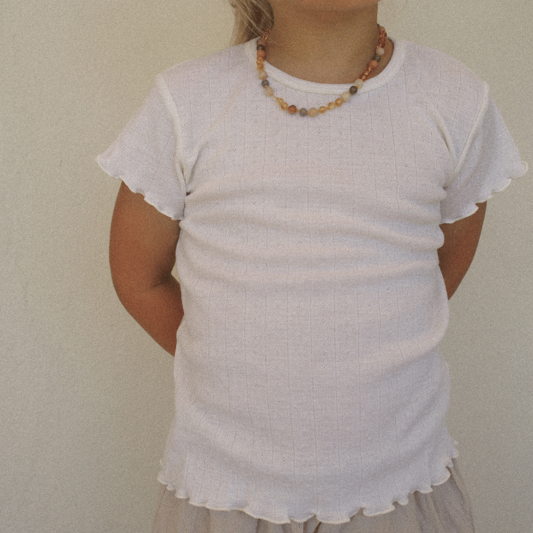 Tothemoon ☾ Tothemoon ☾ - Shirt - Short sleeve - Curled ends - Wool & silk - Pointelle - Previous design Clothing 86/92