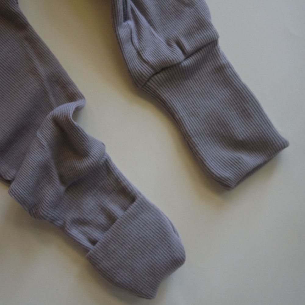 Sleep suit - 2 in 1 Foot - With zipper - 100% Wool - Rib - Taupe