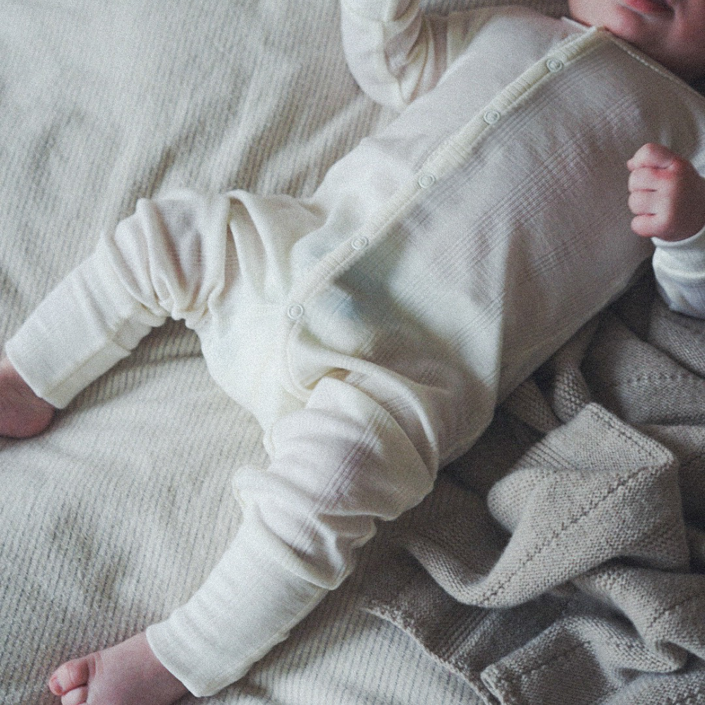 Tothemoon ☾ Tothemoon ☾ - Sleep suit - 2 in 1 Foot - Wool & silk - Needle pattern - Natural Clothing 50