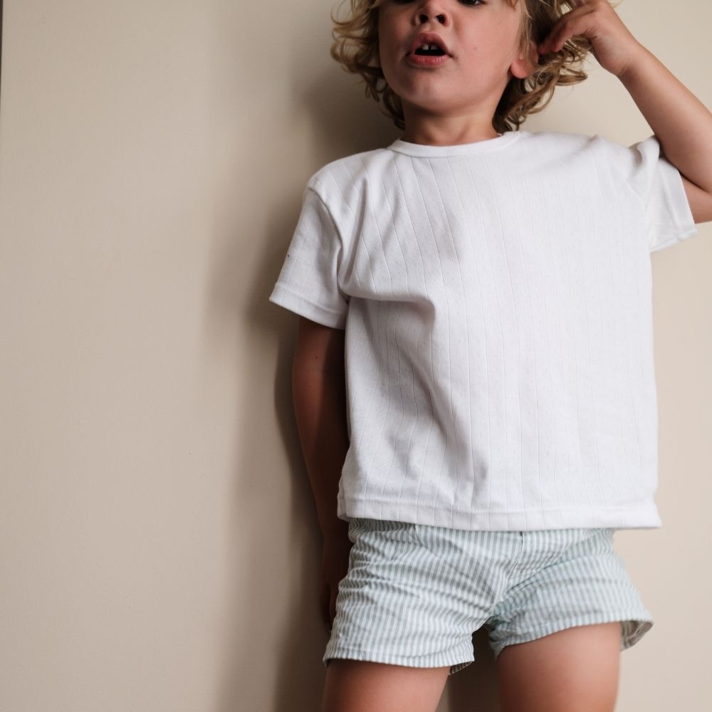Shirt - Short sleeve - Organic cotton - Pointelle