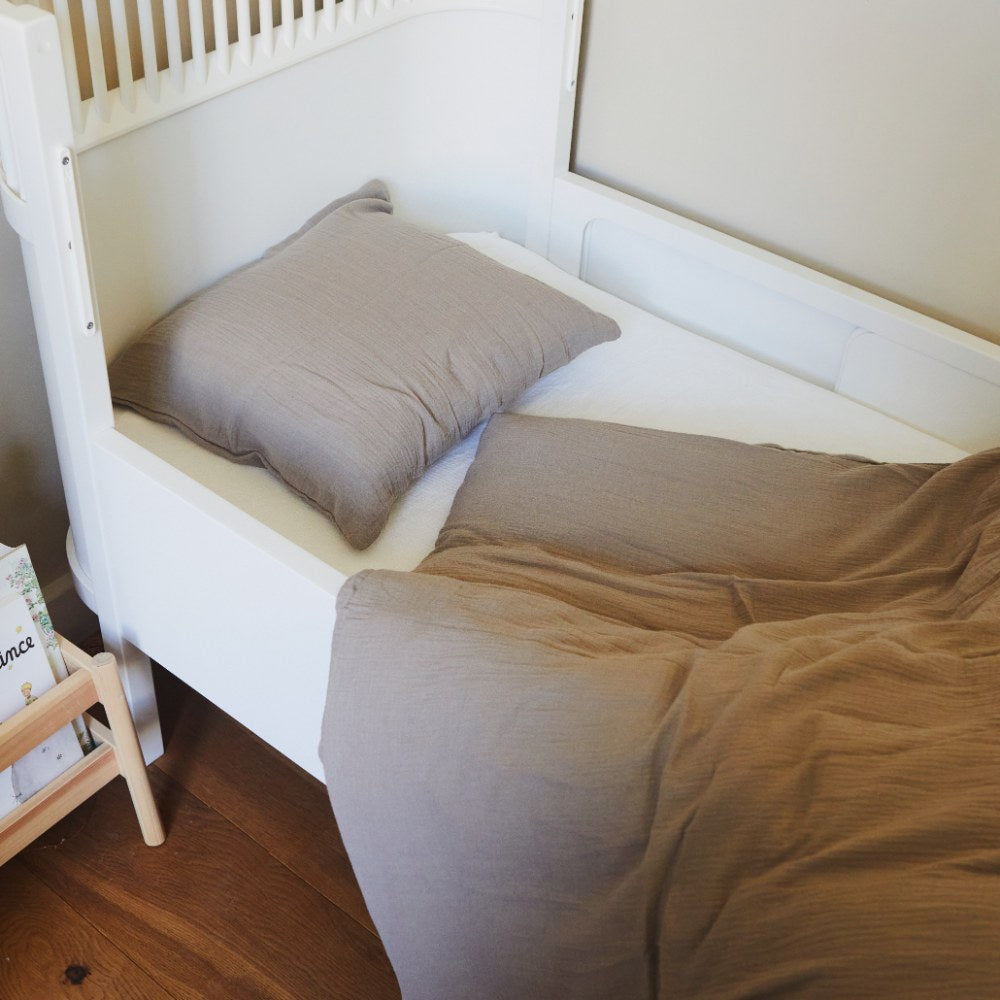 Tothemoon ☾ Tothemoon ☾ - Muslin junior bedding - Duvet cover & pillowcase - 100% Cotton - 140x100cm bedding Taupe Brown