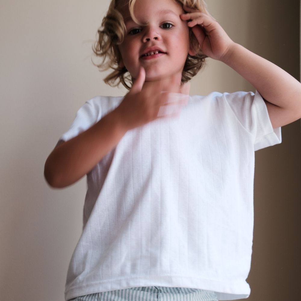 Shirt - Short sleeve - Organic cotton - Pointelle