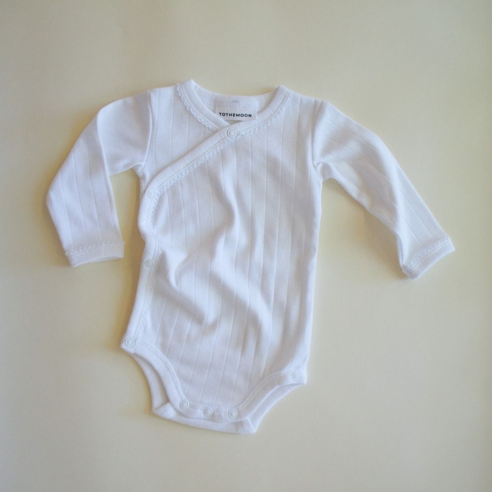 Cross-over body - Long sleeve - Organic cotton - Pointelle